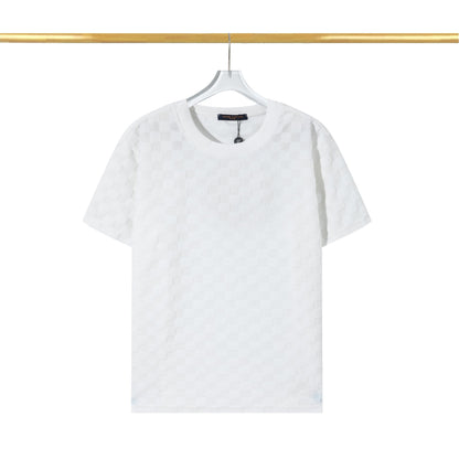 Checkerboard raised fleece cotton T-shirt