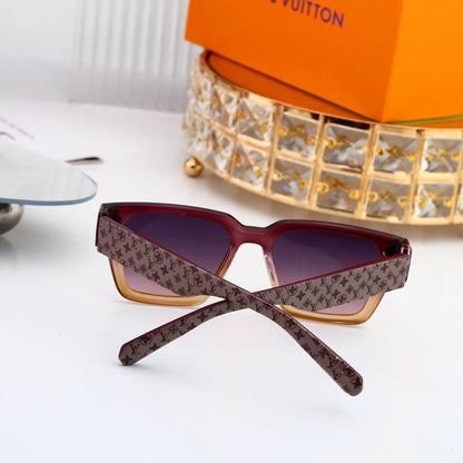 Square Frame Sunglasses with Monogram Temples and Metal Logo 3332