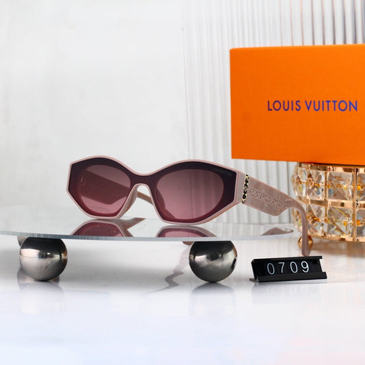 Irregular Cat-Eye Sunglasses with Monogram Details  0709