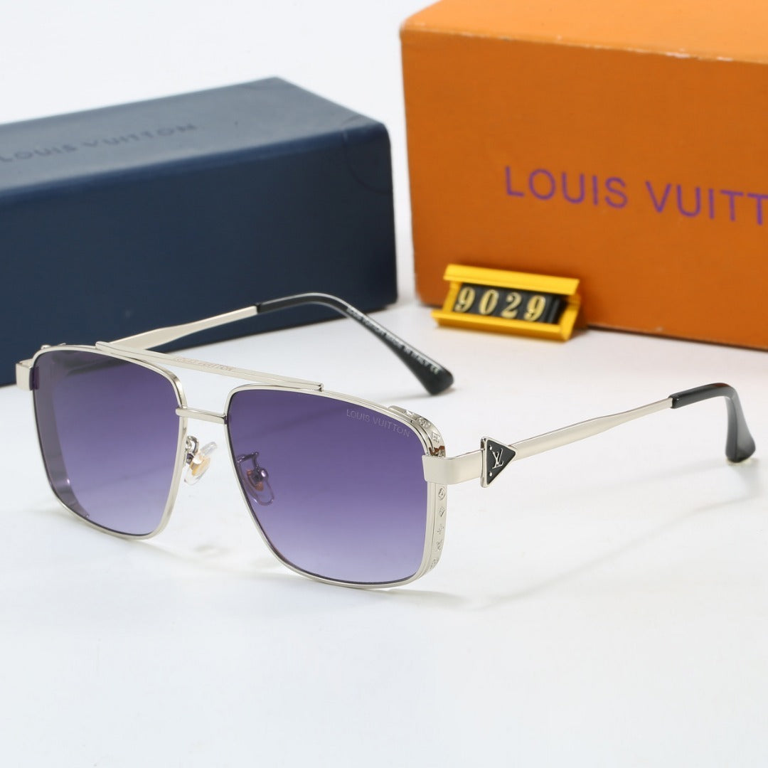 Double Bridge Metal Square Sunglasses