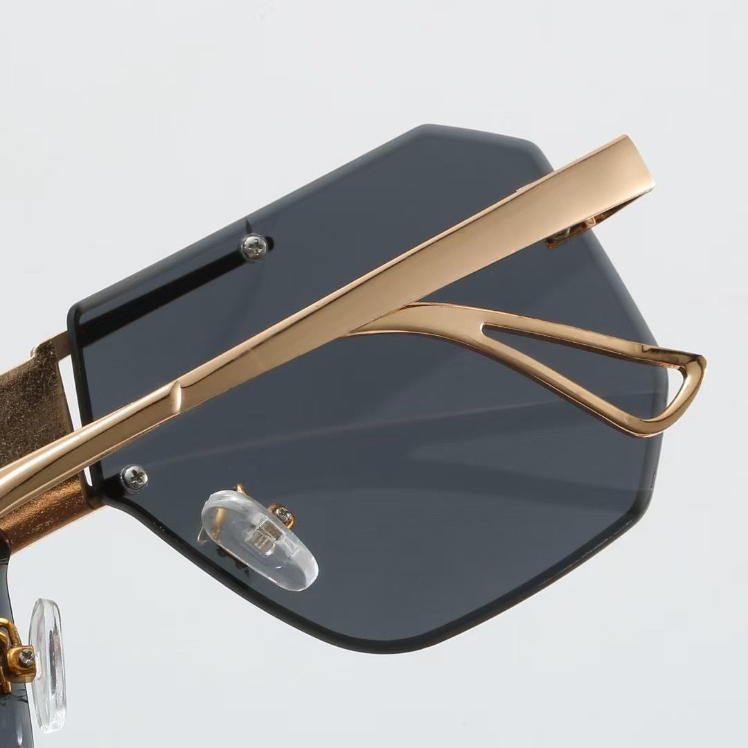 Frameless Polygonal Metal Beam Sunglasses