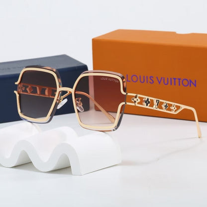 Metal Oversized Frame Sunglasses with Monogram Temples