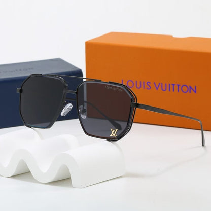 Metal Double Bridge Polygonal Sunglasses