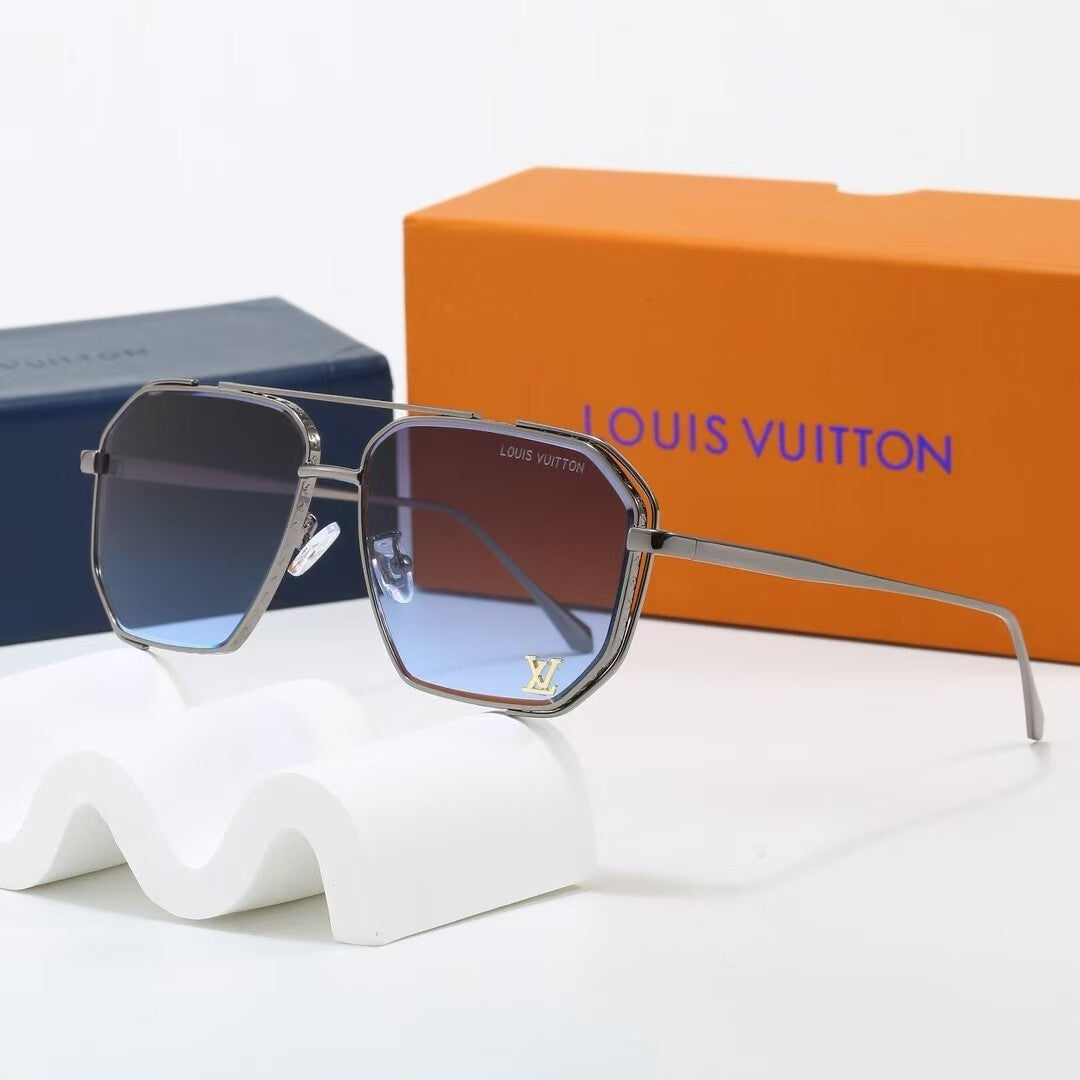 Metal Double Bridge Polygonal Sunglasses