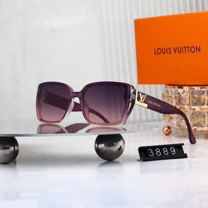 V-Logo Oversized Sunglasses with Monogram Temples (Model 3889)