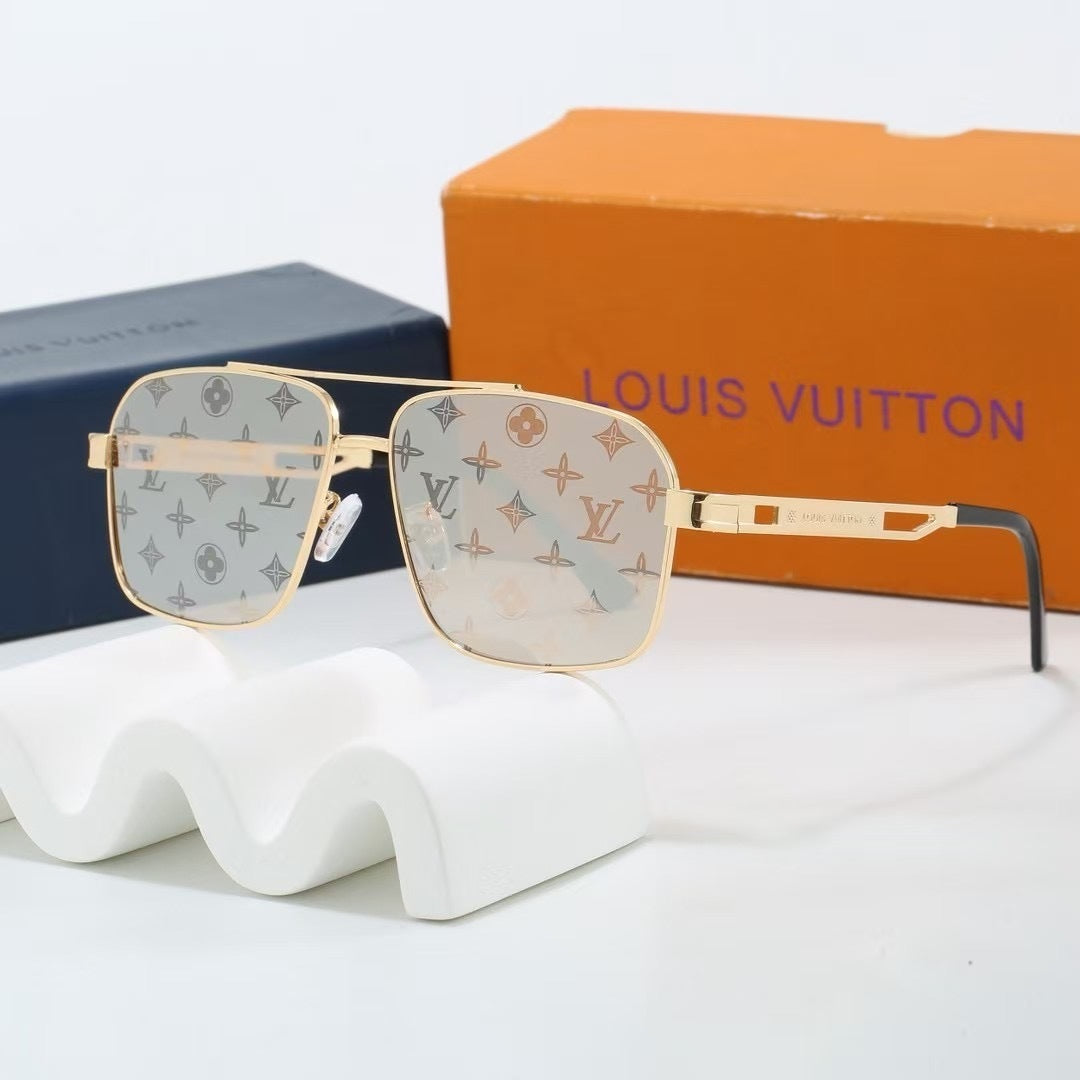 Double Bridge Metal Square Sunglasses