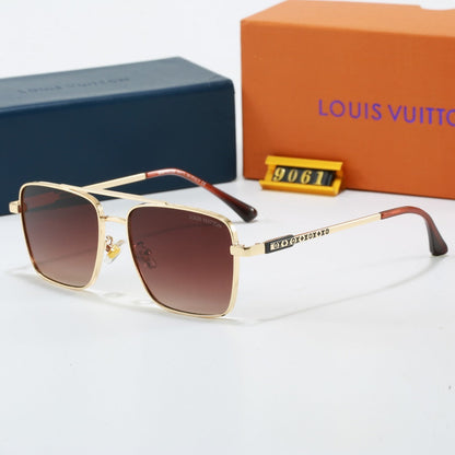 Metal Double Bridge Square Sunglasses  9061