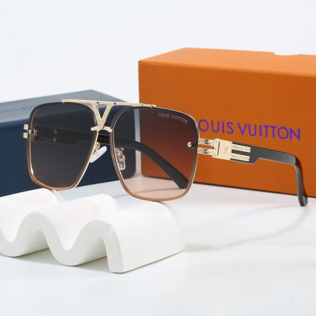 V-Logo Double Bridge Aviator Sunglasses
