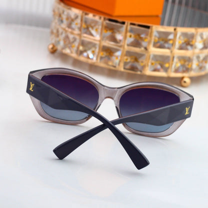 Irregular Square Frame Sunglasses with Side Metal Logo  0707