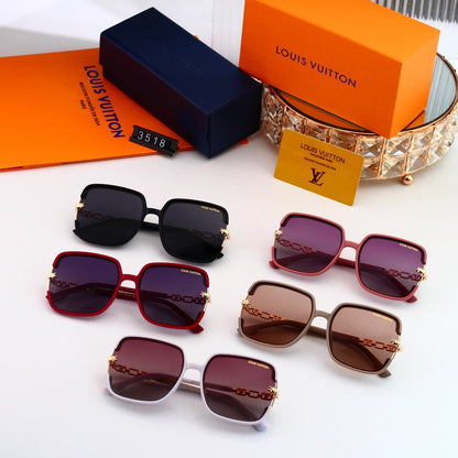 Oversized Sunglasses with Metal Chain Detail (Model 3518)
