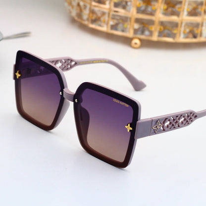 Oversized Square Sunglasses with Cut-out Star Accents 3346