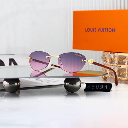 Frameless Oval Metal Decorated Sunglasses 88094