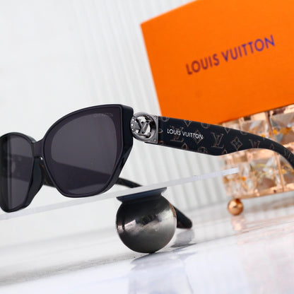 V-Logo Oversized Sunglasses with Monogram Temples (Model 3883)