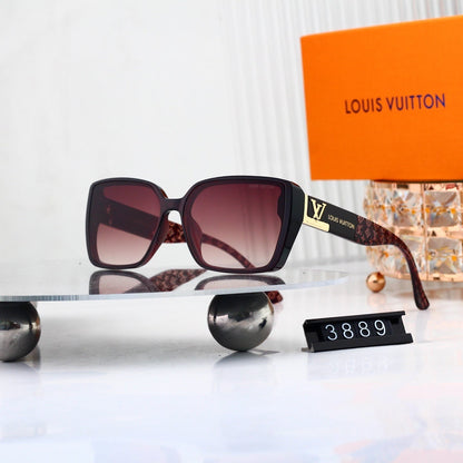 V-Logo Oversized Sunglasses with Monogram Temples (Model 3889)