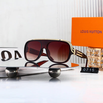 Retro Oversized Frame Sunglasses with Metal Accents 0715