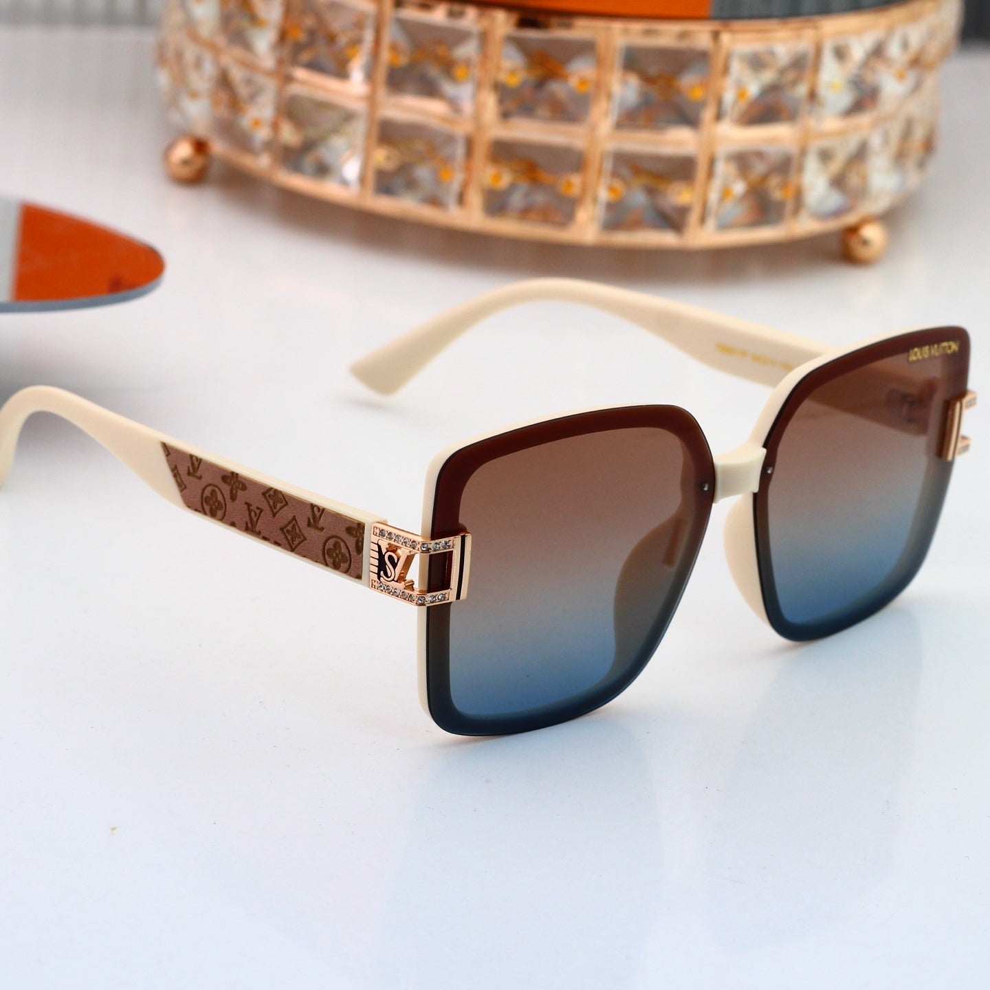 Oversized Sunglasses with Monogram Side Detail  0918