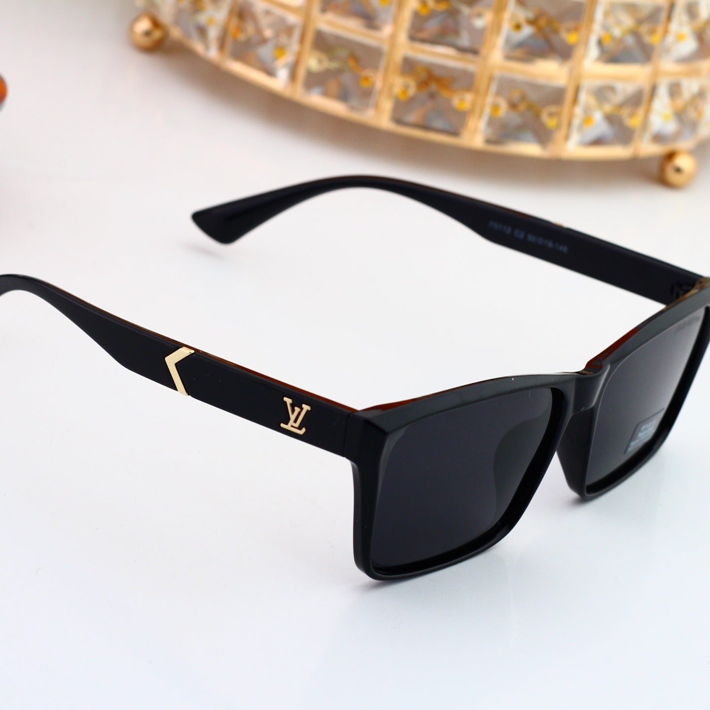 Square Frame Sunglasses with Side Logo 6113
