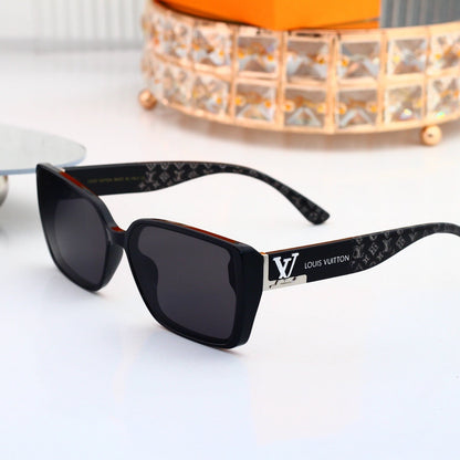 V-Logo Oversized Sunglasses with Monogram Temples (Model 3889)