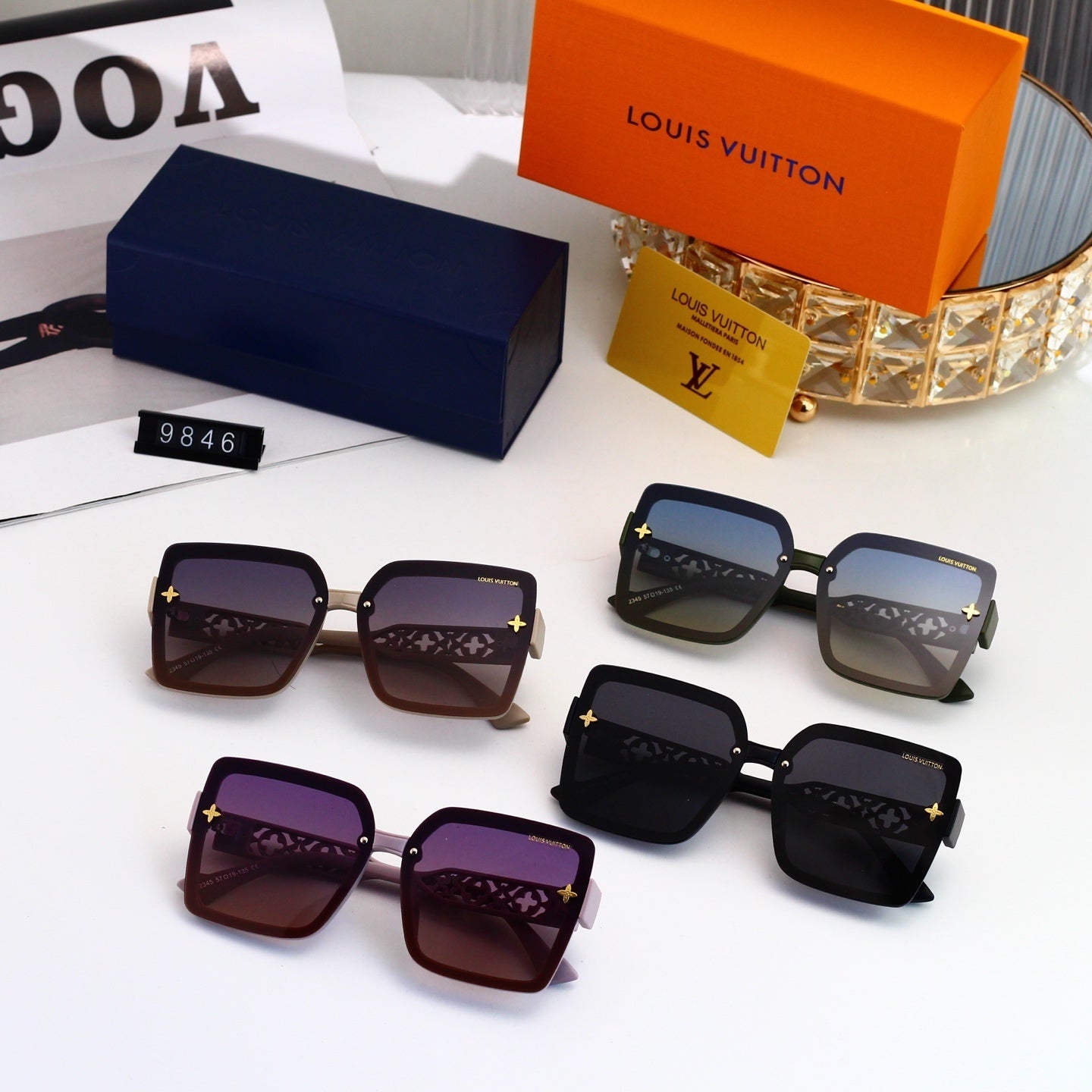 Oversized Square Sunglasses with Cut-out Star Accents 3346