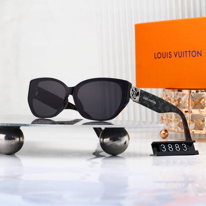 V-Logo Oversized Sunglasses with Monogram Temples (Model 3883)