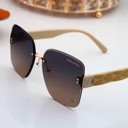 Rimless Sunglasses with Patterned Temples 6502
