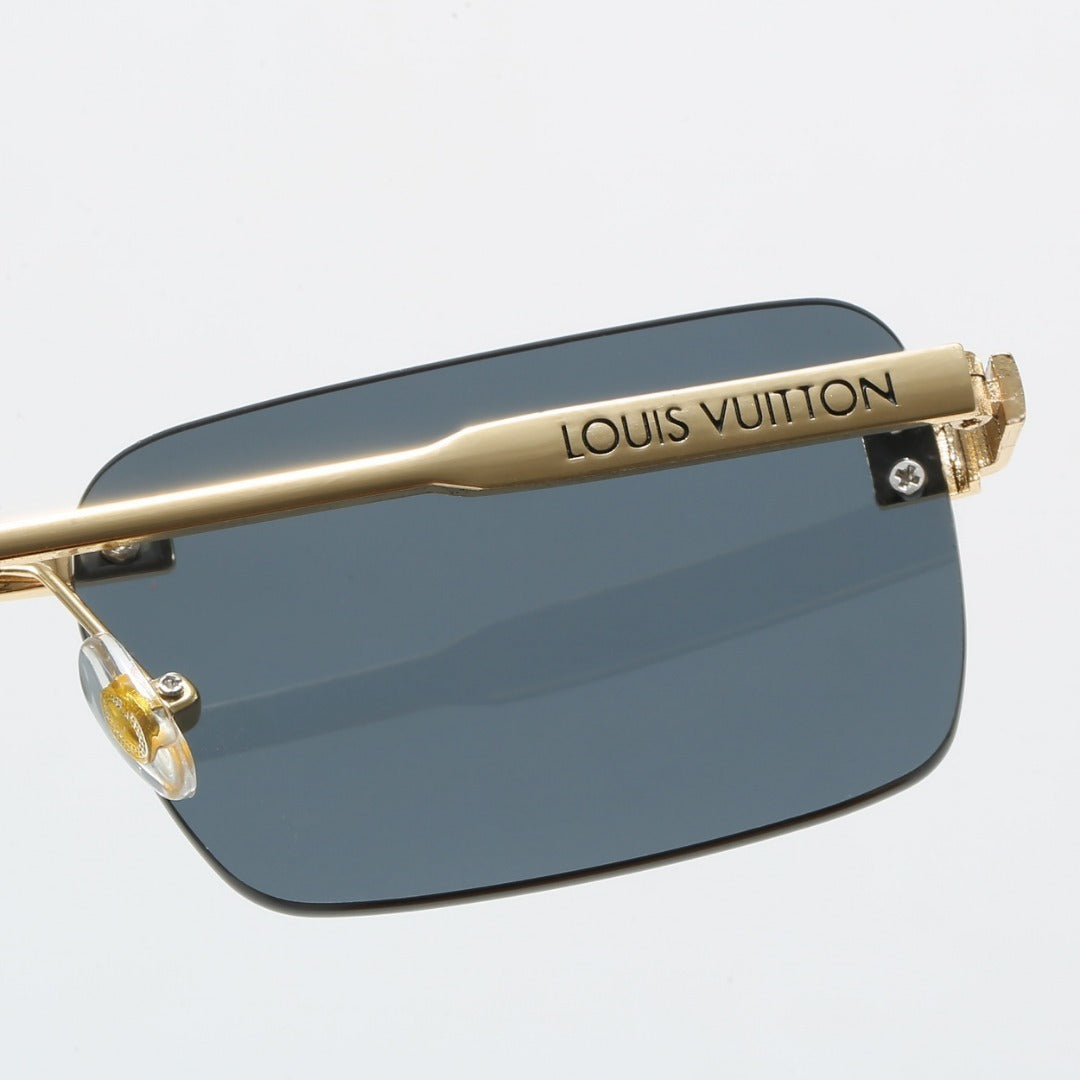 Rimless Square Sunglasses with Side Metal Logo  68092
