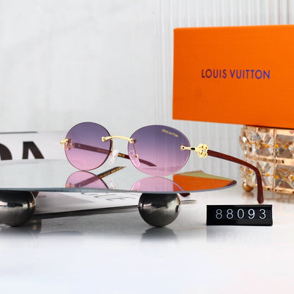 Rimless Oval Metal Temple Sunglasses 88093