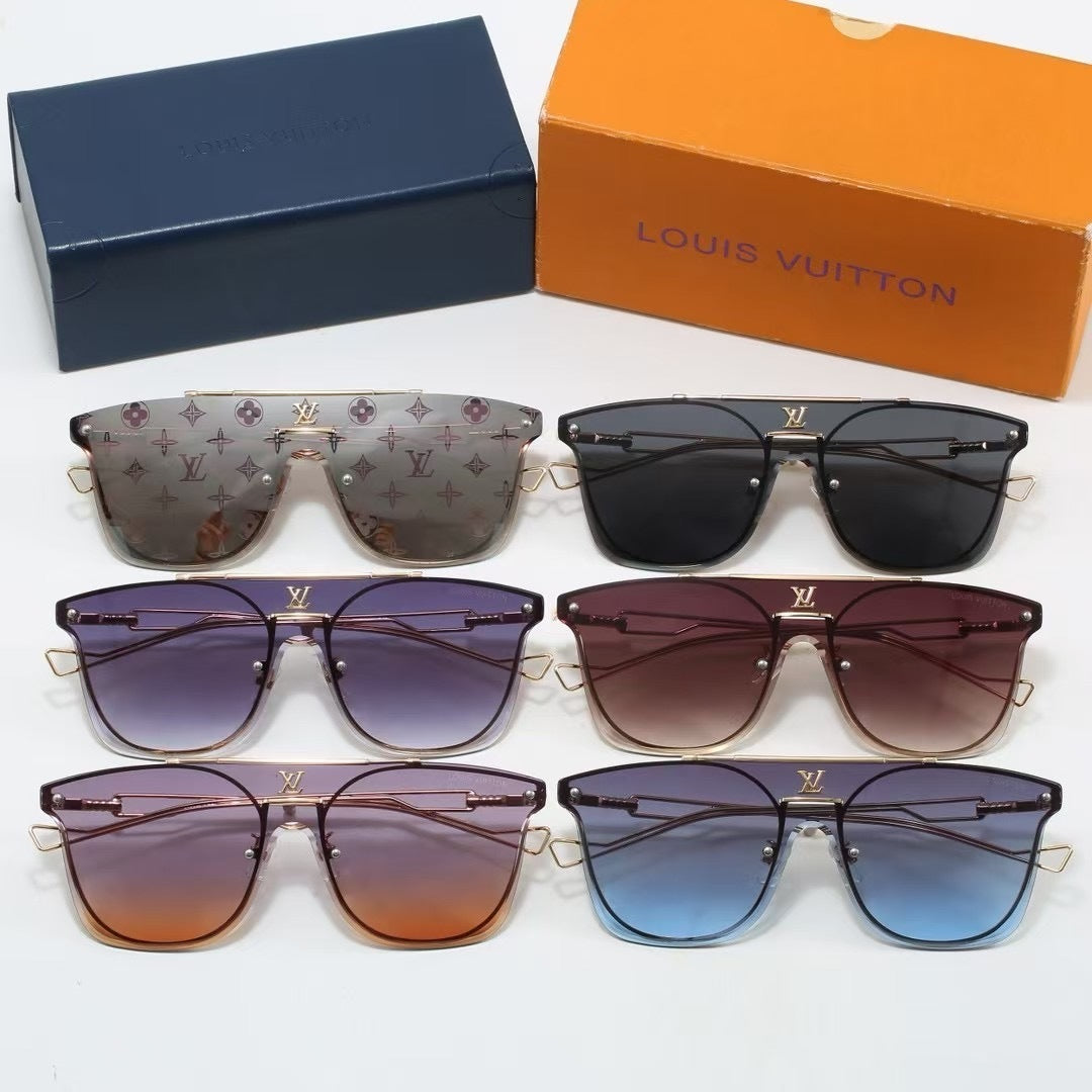 Metal Beam Rimless Oversized Sunglasses