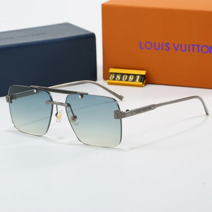 Double Bridge Rimless Metal Sunglasses 68091