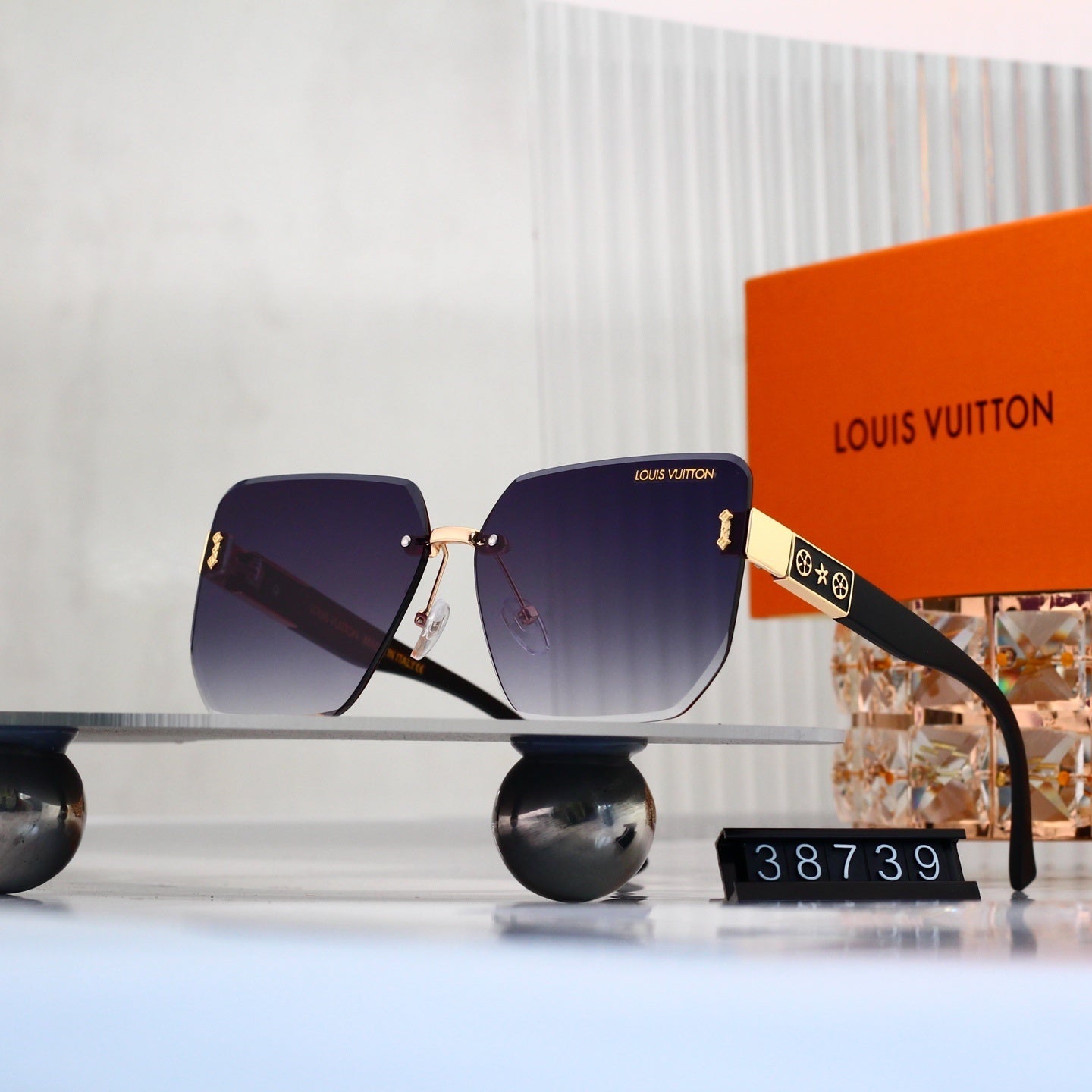 Rimless Sunglasses with Monogram Detail (Model 38739)