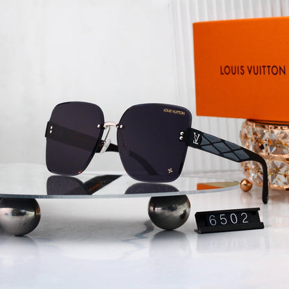Rimless Sunglasses with Patterned Temples 6502
