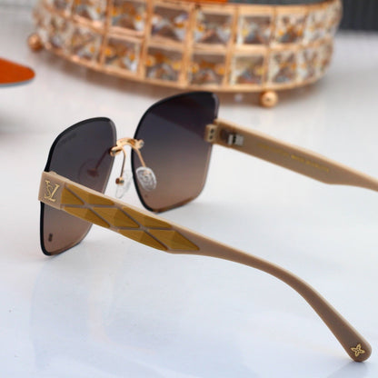 Rimless Sunglasses with Patterned Temples 6502