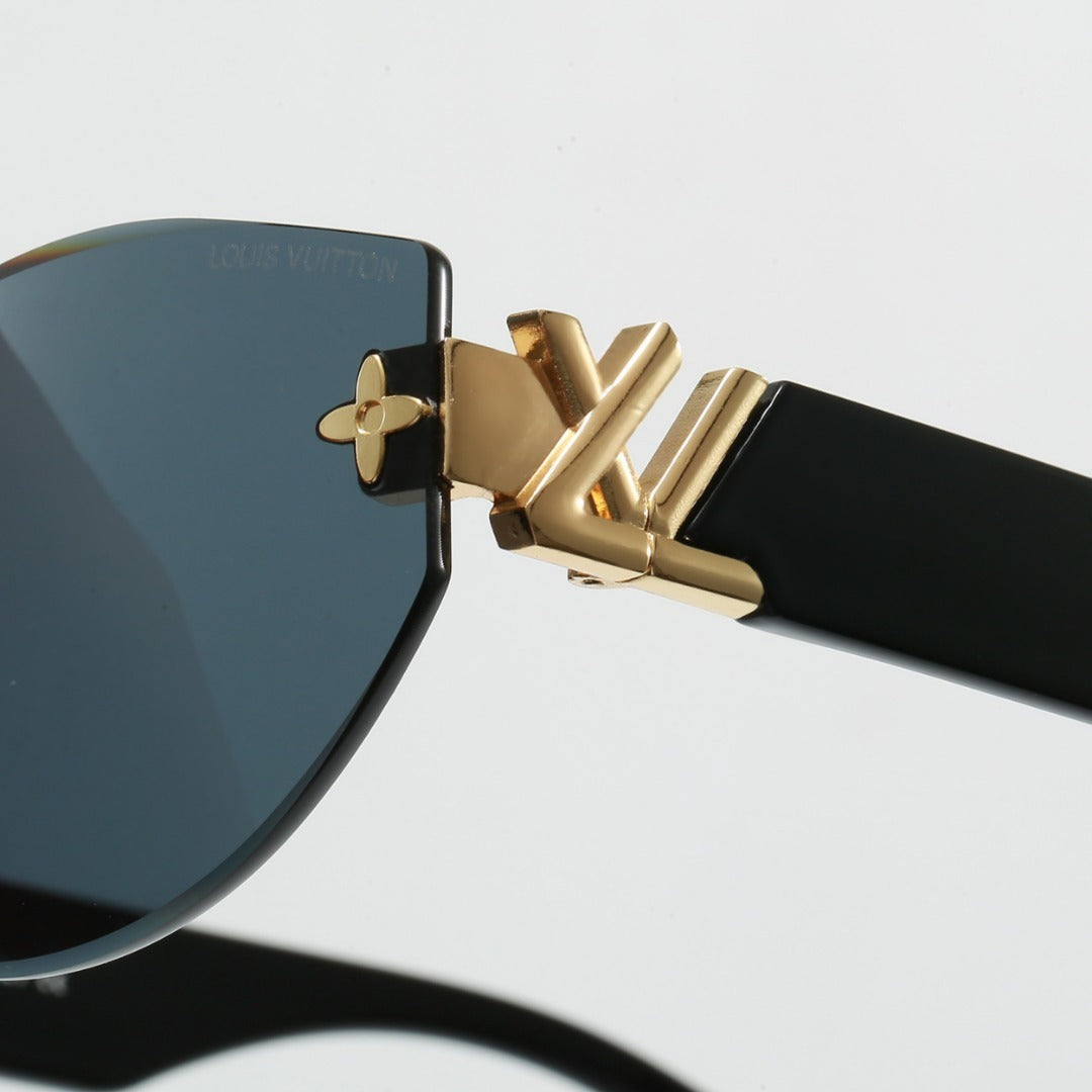 Rimless Cat-Eye Sunglasses with Side Metal Logo 68088
