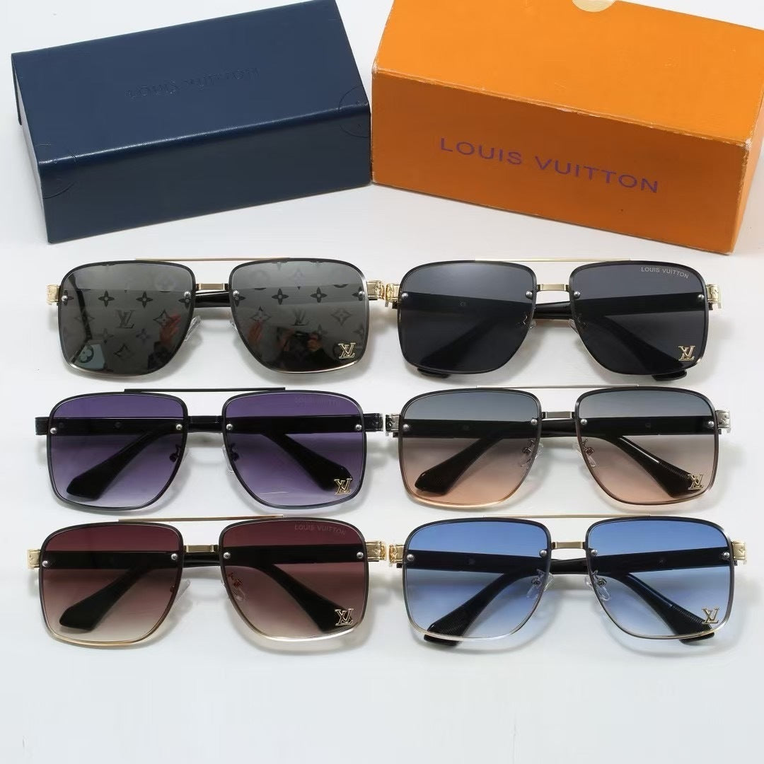Double Bridge Metal Plaque Square Sunglasses