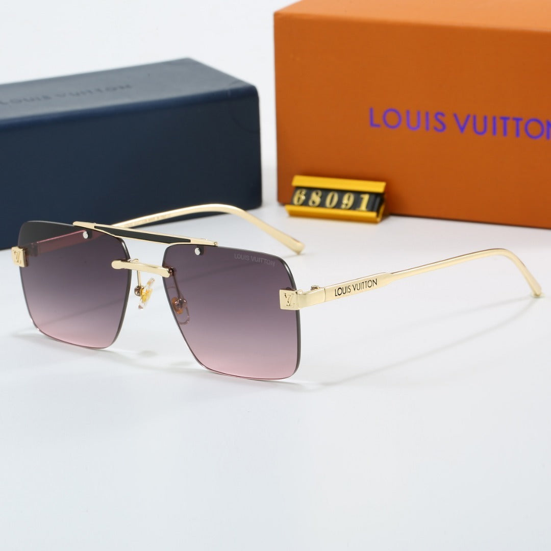 Double Bridge Rimless Metal Sunglasses 68091