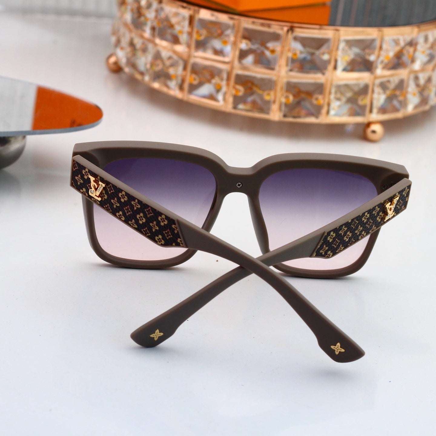 Oversized Sunglasses with Monogram Temples 4037