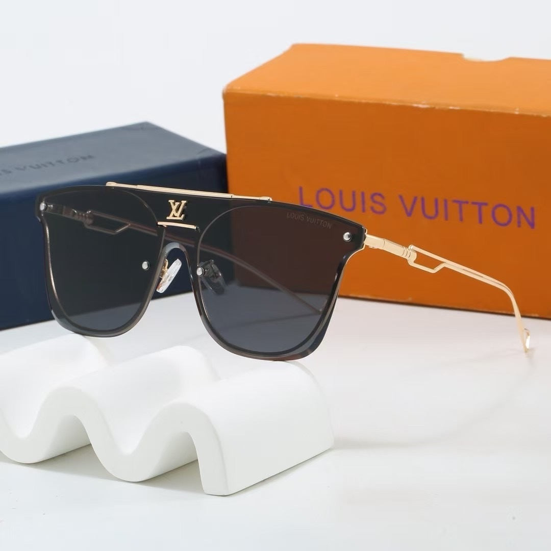 Metal Beam Rimless Oversized Sunglasses