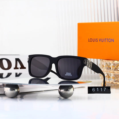Square Frame Sunglasses with Side Metal Pattern  6117