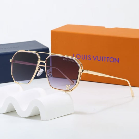 Metal Double Bridge Polygonal Sunglasses
