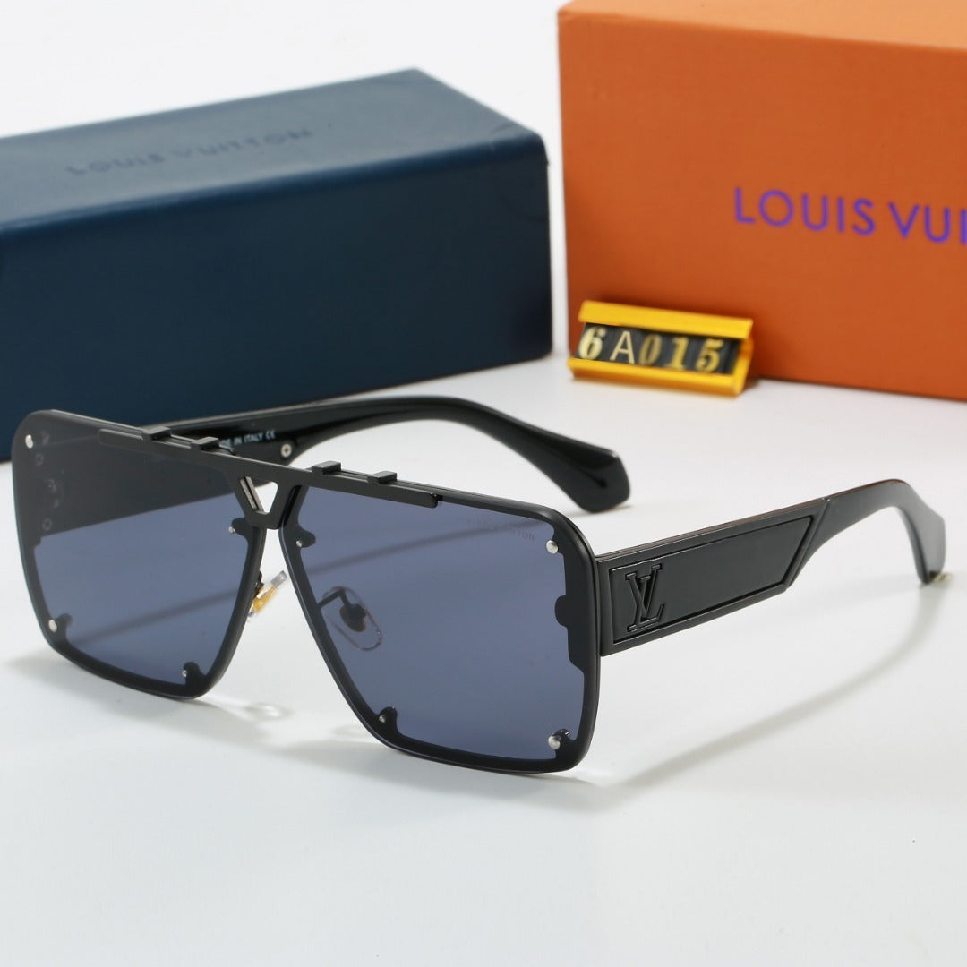 Metal Oversized Frame Sunglasses with Side Metal Logo 6A015