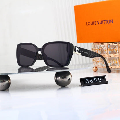 V-Logo Oversized Sunglasses with Monogram Temples (Model 3889)