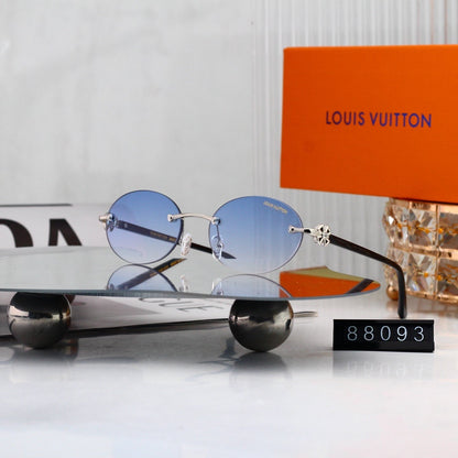 Rimless Oval Metal Temple Sunglasses 88093