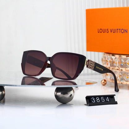 V-Logo Oversized Sunglasses with Monogram Temples (Model 3854)