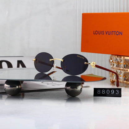Rimless Oval Metal Temple Sunglasses 88093