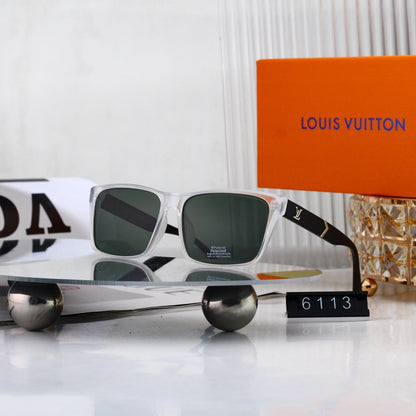 Square Frame Sunglasses with Side Logo 6113