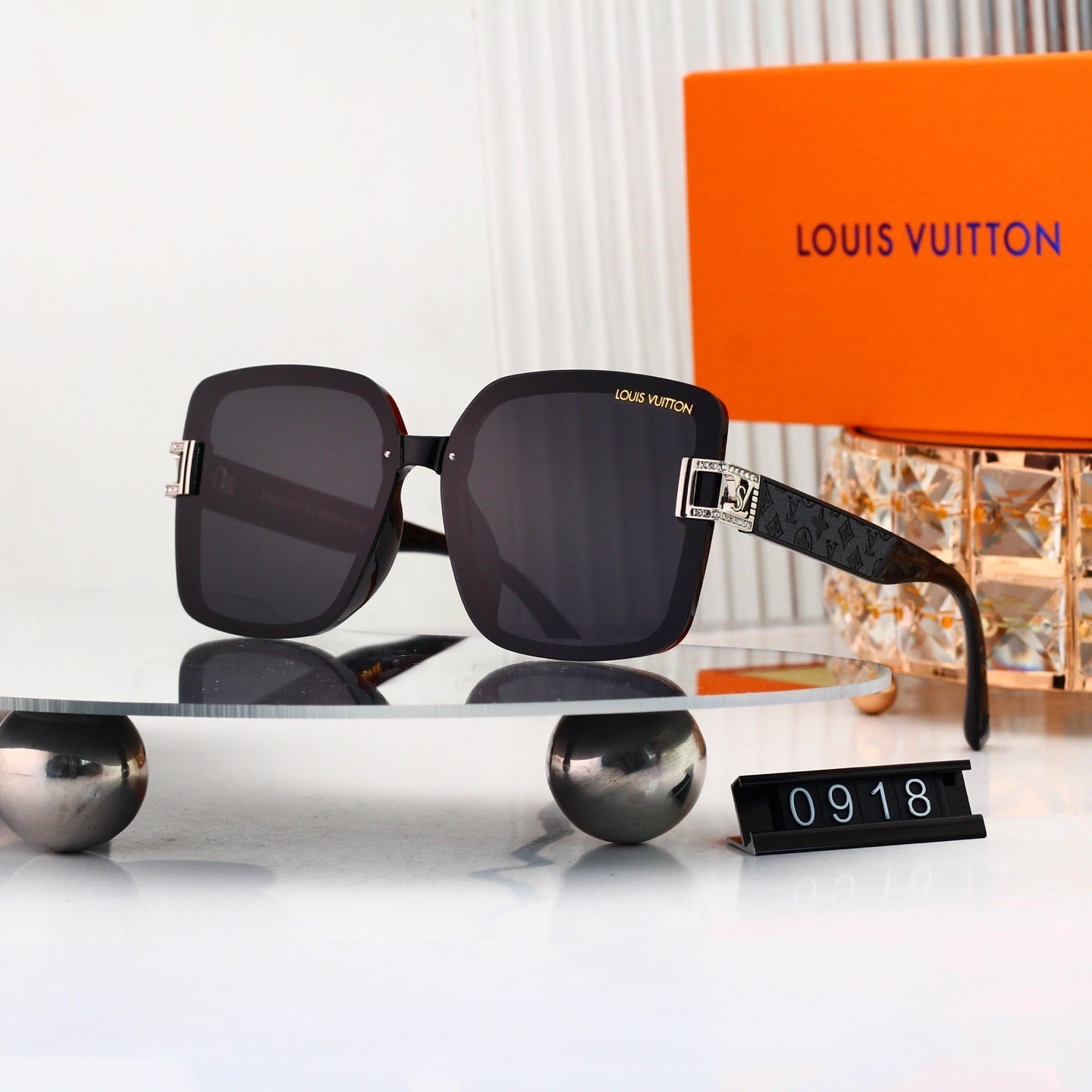 Oversized Sunglasses with Monogram Side Detail  0918