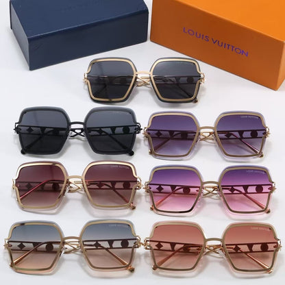 Metal Oversized Frame Sunglasses with Monogram Temples