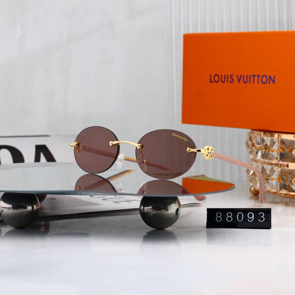 Rimless Oval Metal Temple Sunglasses 88093
