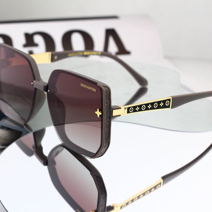 Oversized Polygonal Sunglasses with Star Accents 3338