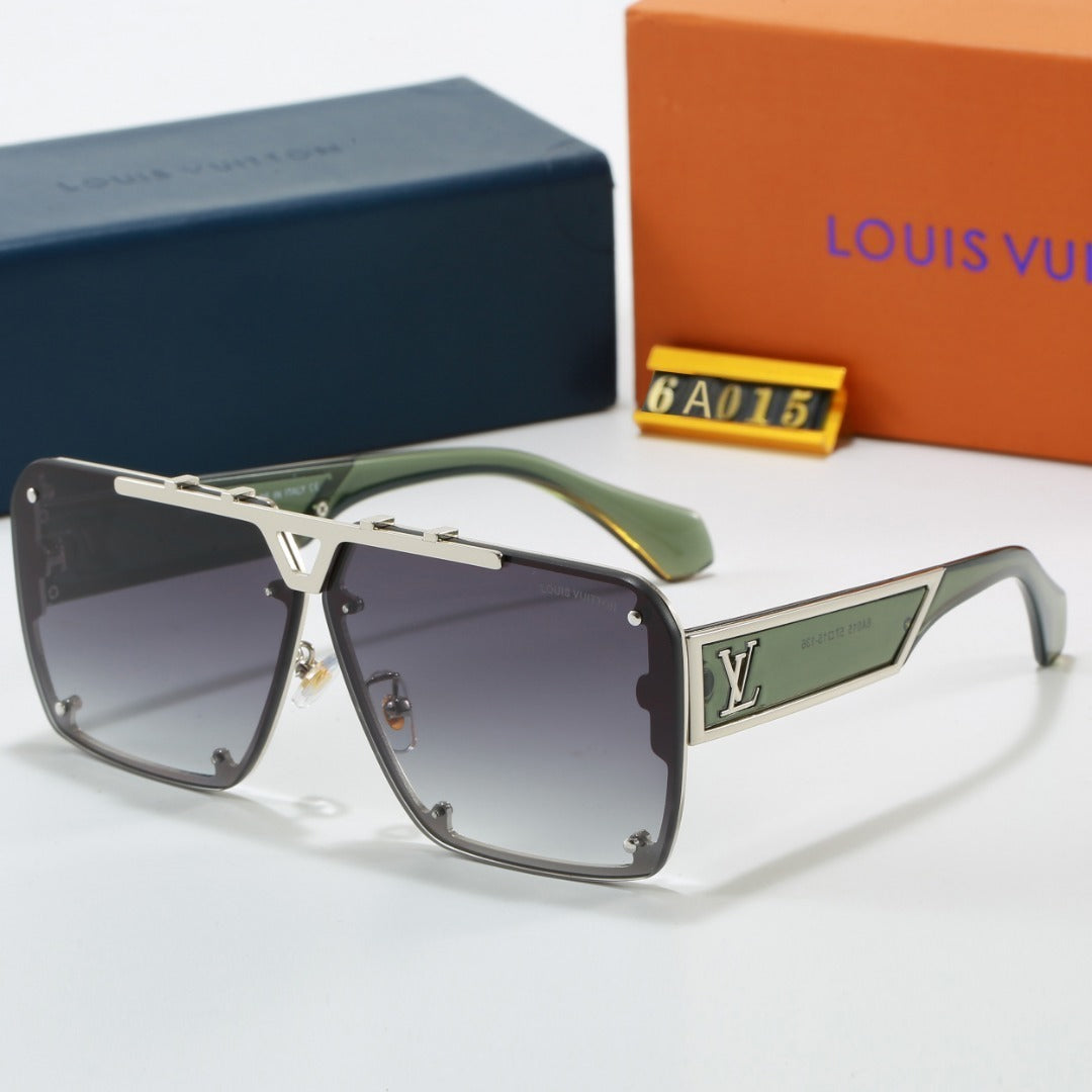 Metal Oversized Frame Sunglasses with Side Metal Logo 6A015